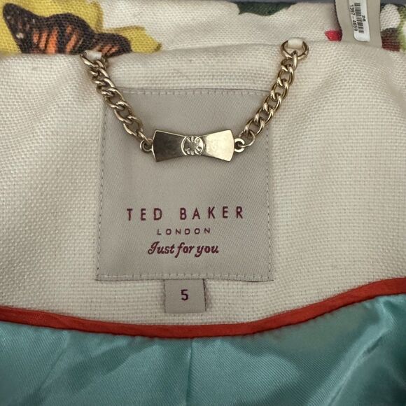 Ted Baker London Floral Jacket Size 5 (XL) Vibrant Botanical Satin Lined Coat - Picture 2 of 10